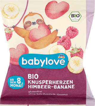 Дитячий снек хрусткі серця малина-банан, з 8 місяців Babylove, 30 g 1857 фото