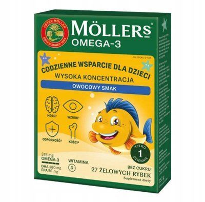 Рибки з фруктовим смаком M&ouml;llers Omega-3 Fish, 27 шт 4848 фото