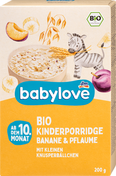 Дитяча каша бананово-сливова з 10 місяців Babylove, 200 g 2673 фото