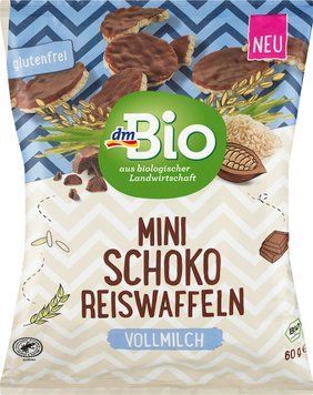 Міні-цільнозернові рисові коржі із молочним шоколадом Bio, 60 g 2021 фото