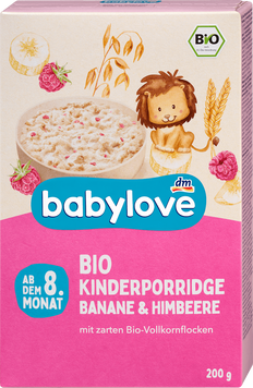 Дитяча каша бананово-малинова з 8 місяців Babylove, 200 g 2675 фото