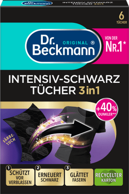 Серветки Dr. Beckmann 3 в 1 для оновлення чорного кольору та тканини 6 шт. 1813 фото