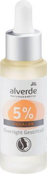 Нічна олія для обличчя з 5% скваланом Alverde, 25 мл 1723 фото