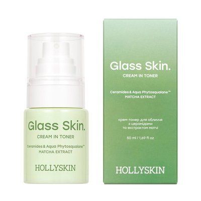Крем-тонер для обличчя з церамідами та екстрактом матчі HOLLYSKIN Glass Skin, 50 мл 4776 фото