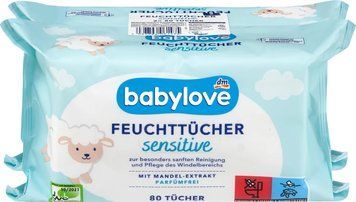 Вологі серветки Sensitive Babylove, 80шт 1835 фото