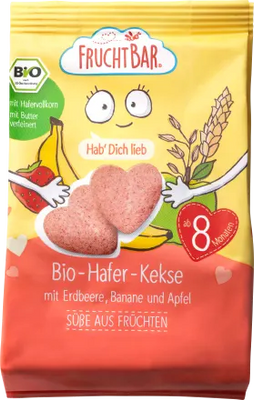 Дитяче вівсяне печиво зі смаком полуниці, яблука та банана для дітей з 8 місяців Fruchtbar, 100 g 1744 фото