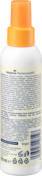 Сонцезахисний спрей Baby Sensitive SPF 50+ Babylove, 150 ml 1738 фото