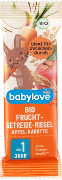 Батончик органічний злаково-фруктовий, яблуко та морква Babylove, 25 g 1743 фото