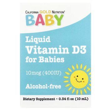 Харчова добавка California Gold Nutrition, вітамін D3, 10 мкг (400 МО), 10 мл 1465 фото