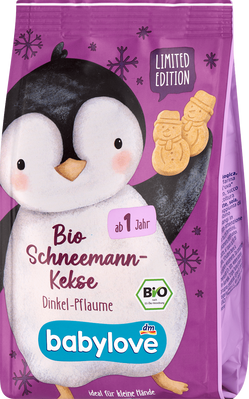 Дитяче печиво сніговик зі сливою та полбою з 1 року Babylove, 125 g 2711 фото